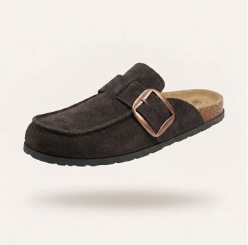 Damen Wildleder-Clogs – Kork-Einlegesohle & Memory-Foam