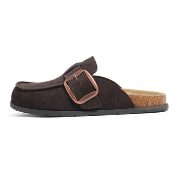 Litfun Damen Wildleder-Clogs – Kork-Einlegesohle & Memory-Foam