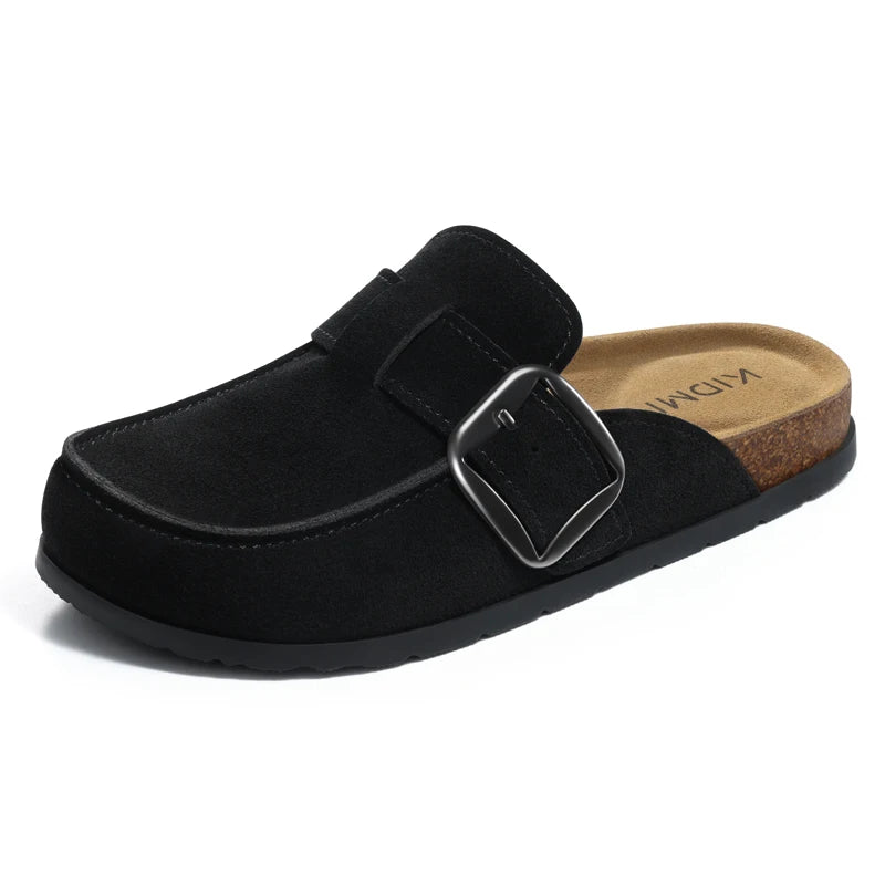 Litfun Damen Wildleder-Clogs – Kork-Einlegesohle & Memory-Foam