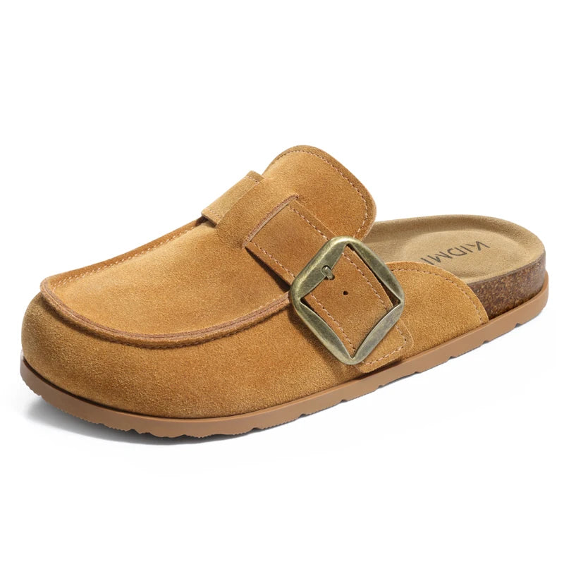 Litfun Damen Wildleder-Clogs – Kork-Einlegesohle & Memory-Foam